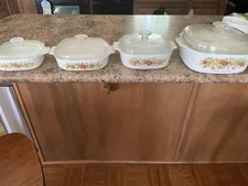 Grandma’s Dishes Set of 4 Casseroles Roast Bowls Lids Baking and Cooking