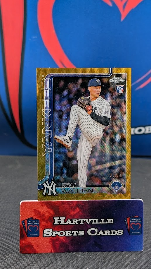 2025 Topps Chrome #81 Will Warren Gold Wave Refractor /50 New York Yankees