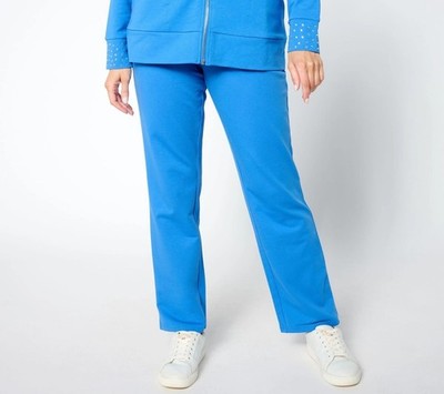 Quacker Factory Pant Size 2X Regular French Terry Full Length Straight Sapphire