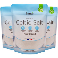 Celtic Salt Organic Fine Ground - 1.1Lb 18Oz Pack of 3, Unrefined Organic Fren
