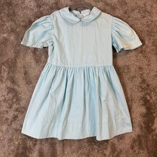 Vintage Nannette Light Blue Cotton Dress Girls 6 Peter Pan Collar