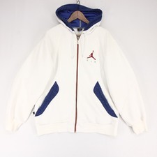 Jordan Hoodie Mens L White Print Full Zip Jum...