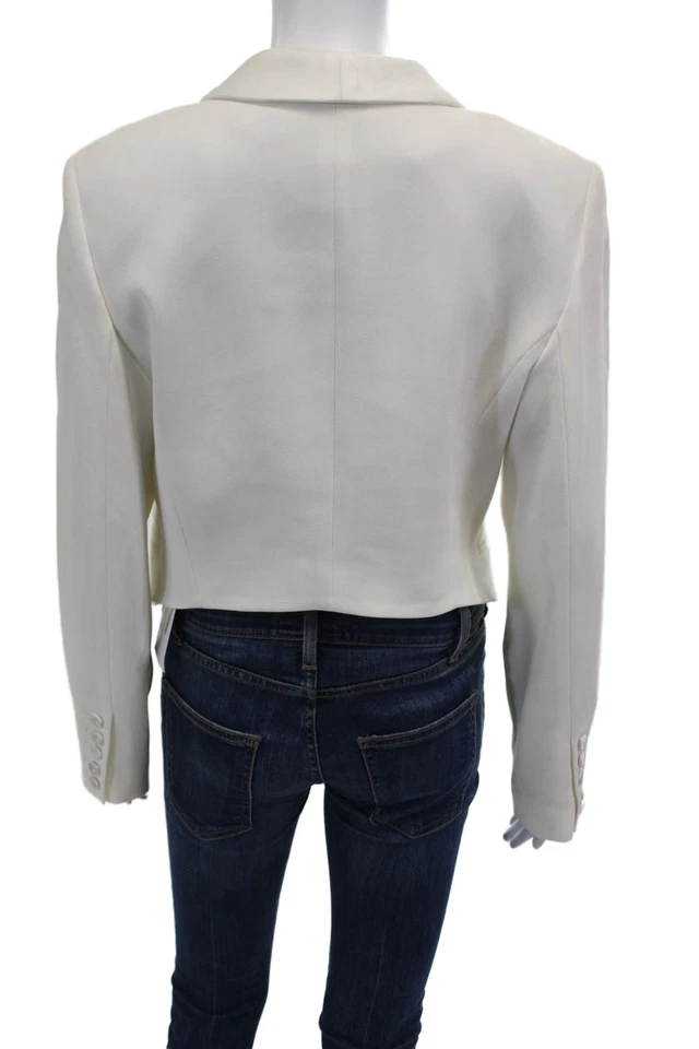 Haute Hippie Womens Single Button Cropped Blazer Jacket White Size Small - Image 4 of 4