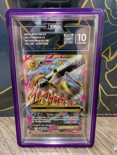 M Blastoise EX 102/108 tag 10 XY Evolutions Mega Full Art Holo Rare Pokemon Card