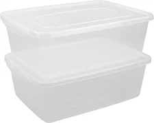 16 Quart Clear Storage Bins, Plastic Tubs with Lids for Storage, 2-Pack