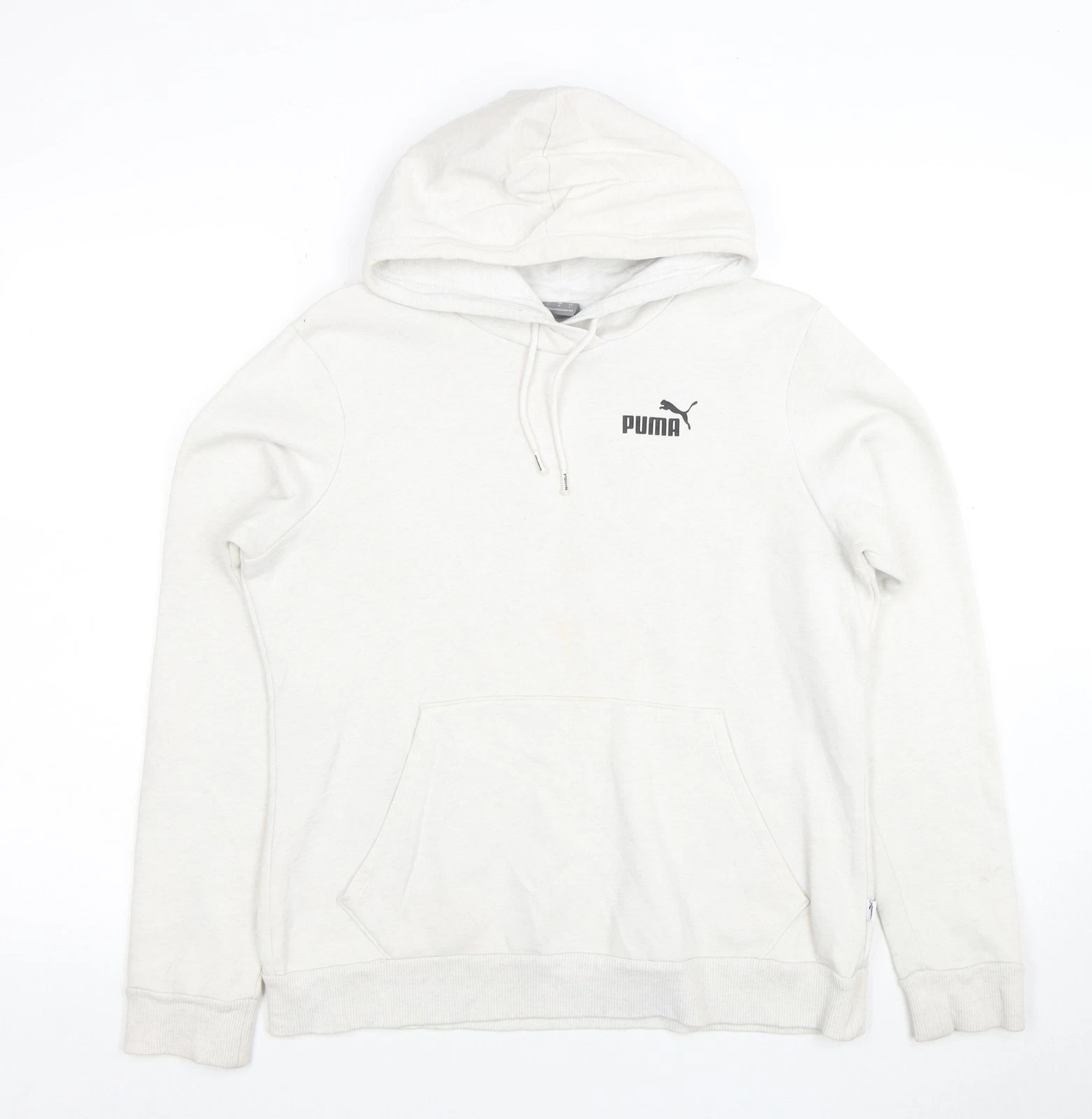Puma Women White Pullover Hoodie L Cotton Blend Casual