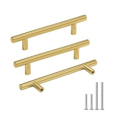25 Pack 41/2 Inch Gold Cabinet Handles Brushed Brass Drawer Pulls SS