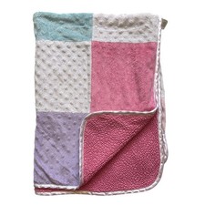 Circo Patchwork Squares Baby Blanket Minky Dot Pink Purple Blue Yellow Sherpa