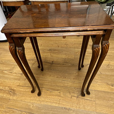 Rectangular Dark Wood Nesting Tables Set, Brown Wood, 40cm x 40cm x 50cm