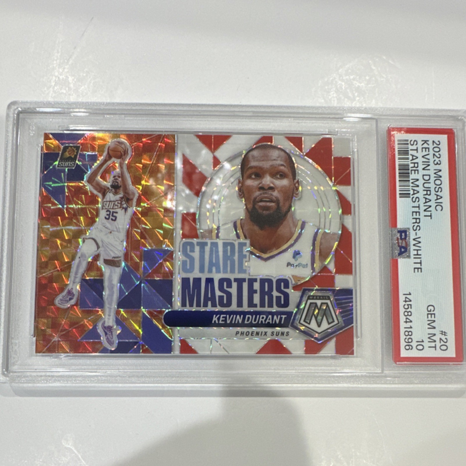 Kevin Durant 2023-24 Panini Mosaic Stare Masters White /25 #20 PSA 10 