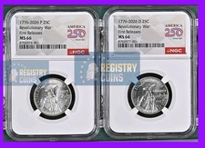 1776 - 2026 P D REVOLUTIONARY WAR QUARTER 2 COIN SET NGC MS66 First Releases FR%