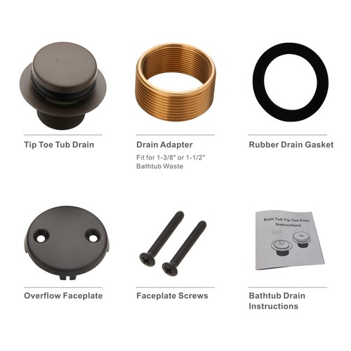 Bronze Tip Toe Bathtub Tub Drain Conversion Kit Assembly, Wellup Orb - 第 5/6 張圖片