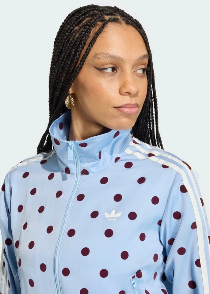 ADIDAS ORIGINALS POLKA DOT SATIN TRACKTOP OFF BLUE BNWT XS, S,M,L,XL - Photo 3/4