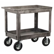 Utility Cart With Deep Lipped Plastic Shelves, Plastic, 500 Lb Load Capacity, 2