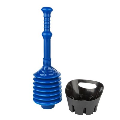 JS Jackson Supplies Blue Bellows Accordion Toilet Plunger with Black Storage ...