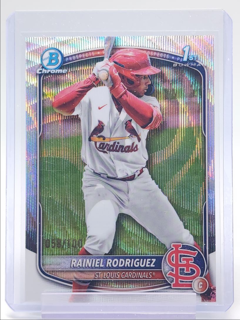 RAINIEL RODRIGUEZ 2025 BOWMAN CHROME 1ST WAVE REFRACTOR CARDINALS /100 Q2491