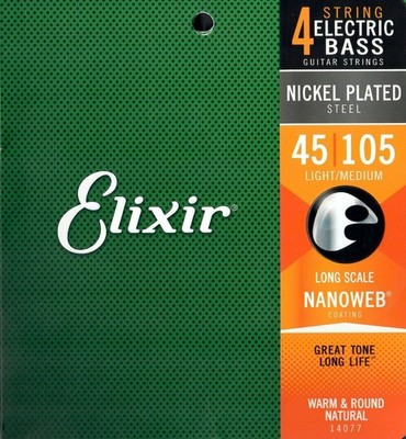 Elixir   14077   Nanoweb   Light/Medium   045-105   Satz Saiten für E-Bass