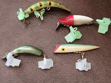 Vintage Lot (4) Lures- Olsen, Lazy Ike (wood) & Heddon