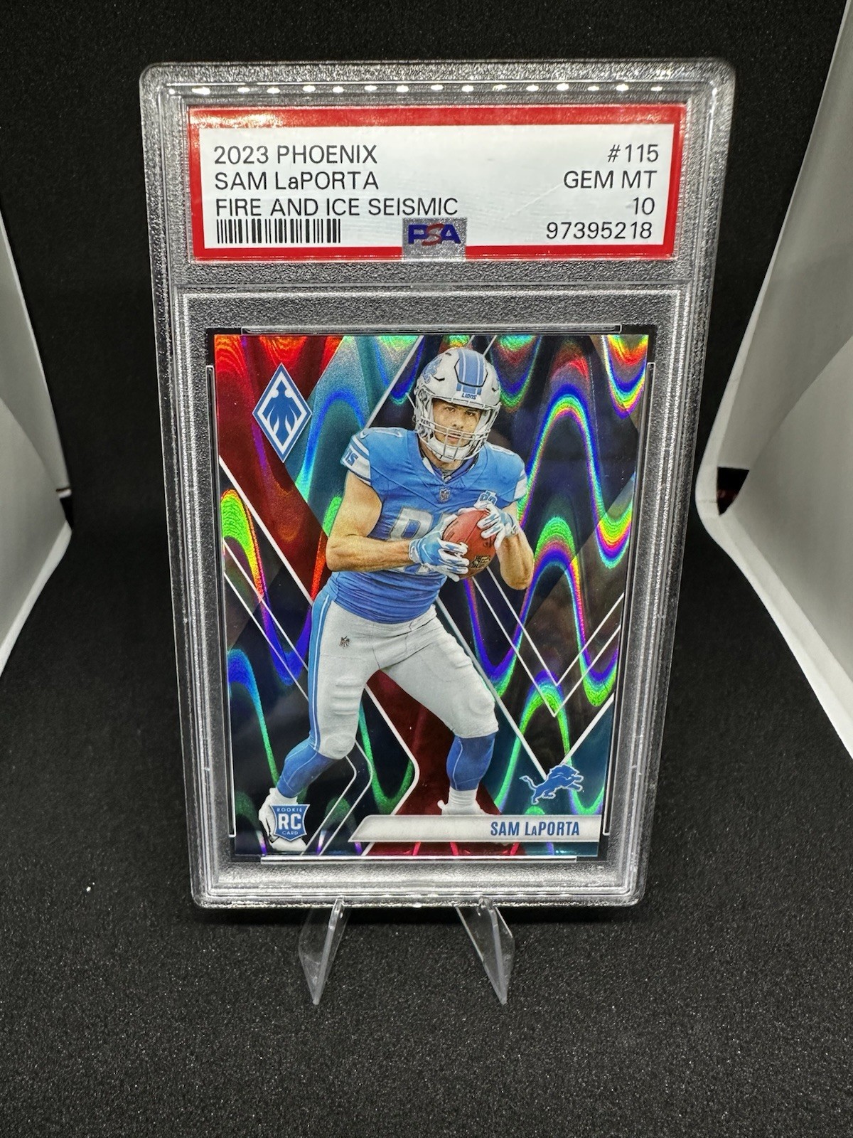 2023 Panini Phoenix - Rookies Sam LaPorta #115 Fire & Ice Seismic /50 (RC)