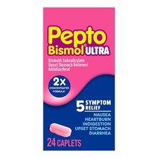 Pepto Bismol ULTRA Caplets, Upset Stomach 24 Count Pack of 1 , No Color
