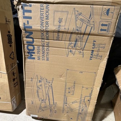 Mount-It! MI-7934 Standing Desk Converter Brown Dual Monitor Mount 36.2 x 22'' 