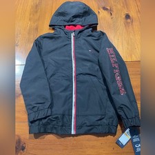 NWT Tommy Hilfiger Boys Water Resistant Fiber Filled Navy Blue Graphic Jacket Sm
