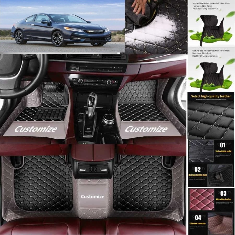 For Honda Accord Coupe Car Floor Mats Auto Carpets All Weather Waterproof Foto 4 de 4