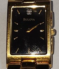 Bulova 97F27 Quartz Men’s Black Dial Gold Tone Diamond Men's Watch