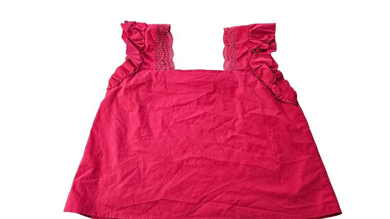Cupio Blush Women's Square Neck Cap Sleeve Ruffle Edges Pink Top Size Large