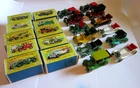 Lot of 12 Vintage Lesney Matchbox Cars & 10 Boxes - Models of Yesteryear England