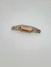 Brosche 925 Sterling Silber Achat 10,49g Stil Art Deko Wunderschön GS87-G112