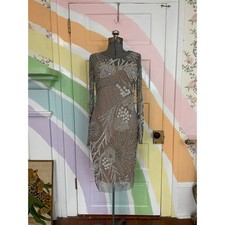 Adrianna Papell Size 6 Floral Beaded Sheath Cocktail Dress