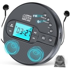 Portable CD Player with Bluetooth 2000mAh Rechargeable CD Player with FM Grey