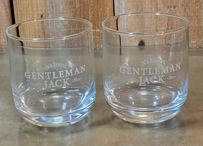 Set 2 Gentleman Jack Tennessee Whiskey Jack Daniels Lowball Rock Glasses Barware