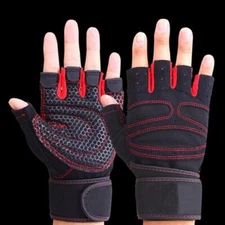 Gym Gloves With Wrist Wrap Workout Weight Lifting Fitness Exercise Women Men