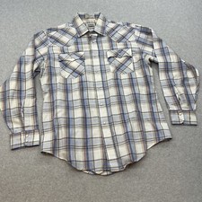 Vintage 70s Levi's Western Shirt Mens Large Plaid White Tab Pearl Snap Button