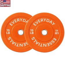 Olympic Bumper Plates 15lbs Pair Durable Rubber Weight Plates Home Gym