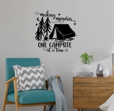 Camper RV Wall Art Decal Making Memories One Campsite Sticker Decor Quote