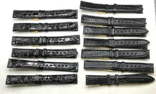 Brand New 12 Pcs Black Alligator & Lizard Grain Genuine Leather 5/8" Straps