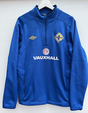 Northern Ireland Football Training Top Umbro Blue 1/4 Zip Jumper Mens Medium M