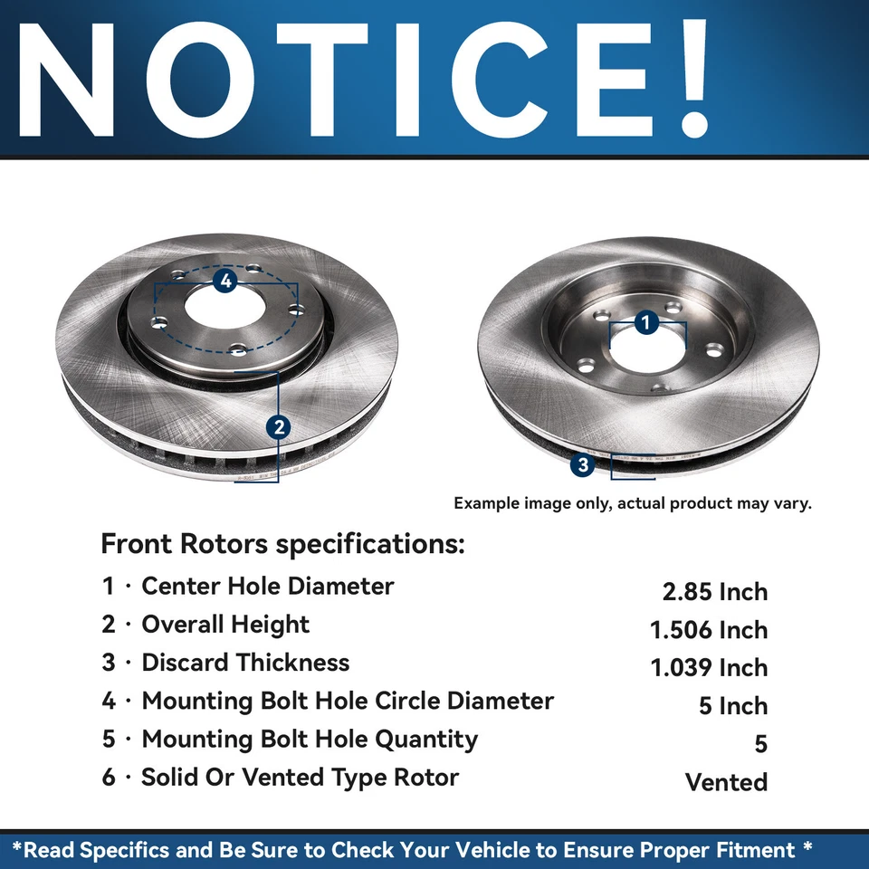 12.99'' Front Rotors Brake Pads for 2012 - 2021 Journey Pacifica Town & Country — 第 3/4 张图片