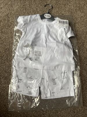 Guess How Much I Love You Baby 2 piece White Outfit 6-12 months