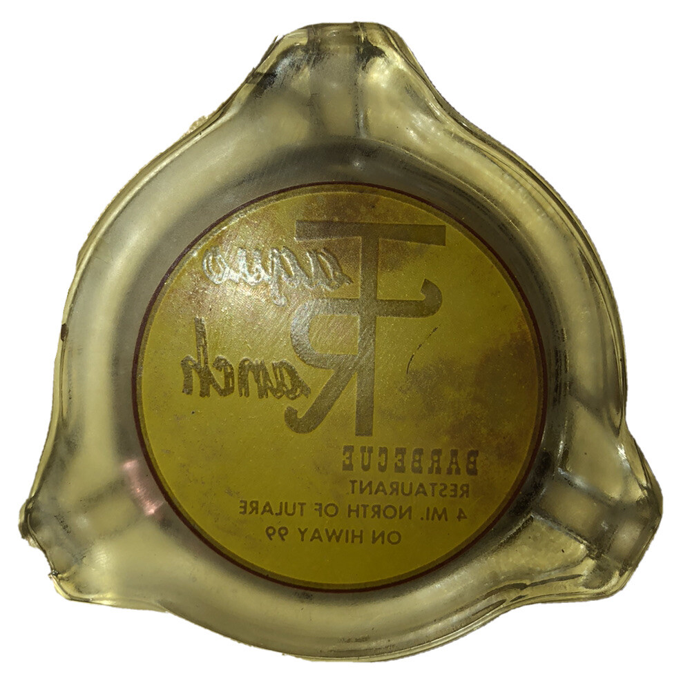Tagus Ranch Restaurant Tobacco 3Cigarette Ashtray Glass Tulare CA 1950s Closed eBay