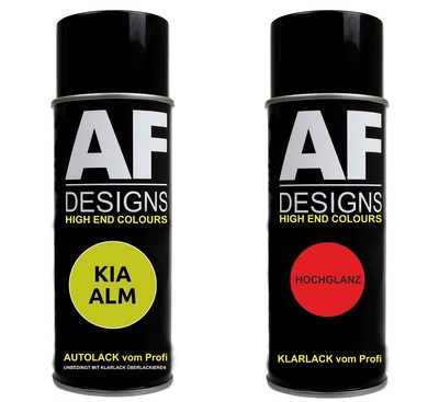 Autolack Spraydose Set  KIA ALM Lime Basislack Klarlack Sprühdose 400ml