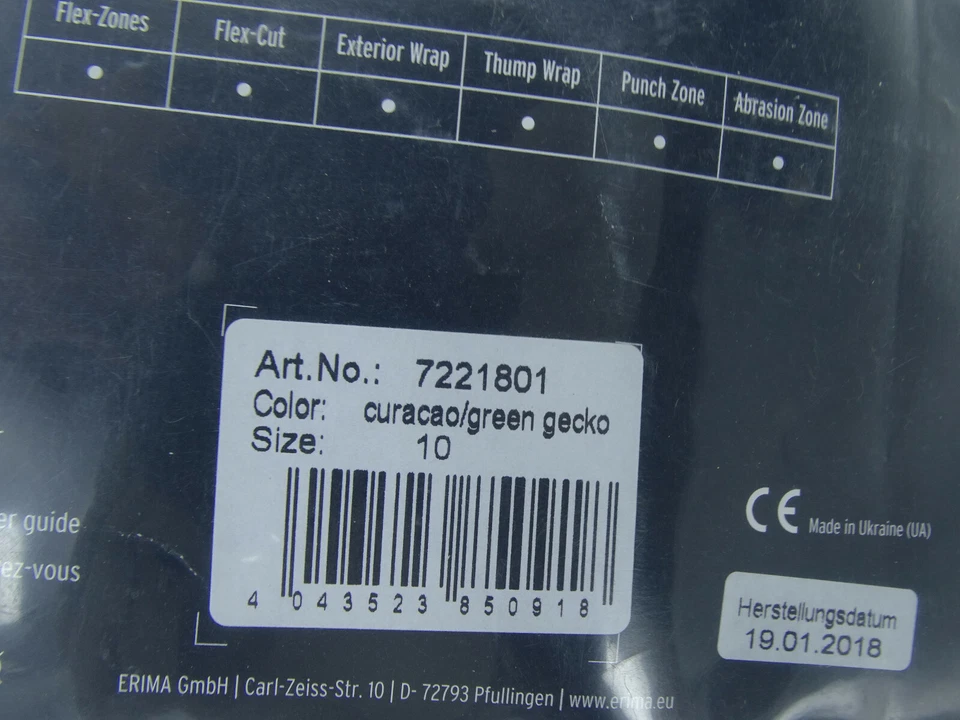 Erima Flexinator Ultra Knit Goalkeeper Gloves Soccer 7221801 Size 10 - Image 3 of 4