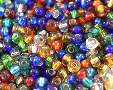 Czech Glass Seed Beads Size 6/0 " Silver Lined Color Mixture " Loose 50 Grams