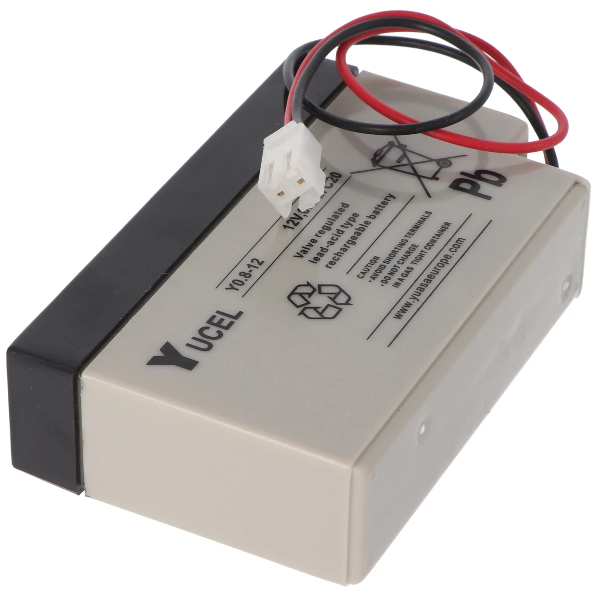 Yucel Y0.8-12 AGM Bleiakku, Yuasa 12V 0,8Ah Akku mit JST-Stecker 