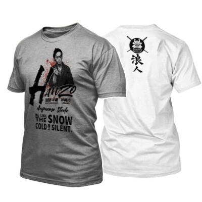 Samurai T-Shirt Japanese Warrior Kanji Bushido Code Shogun Katana sword 2 sided
