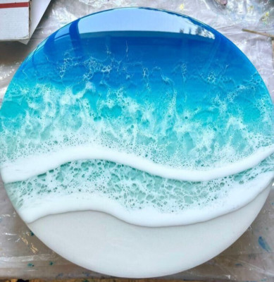 15'' Handmade Epoxy Resin Table Top   Unique Home Decor Accent
