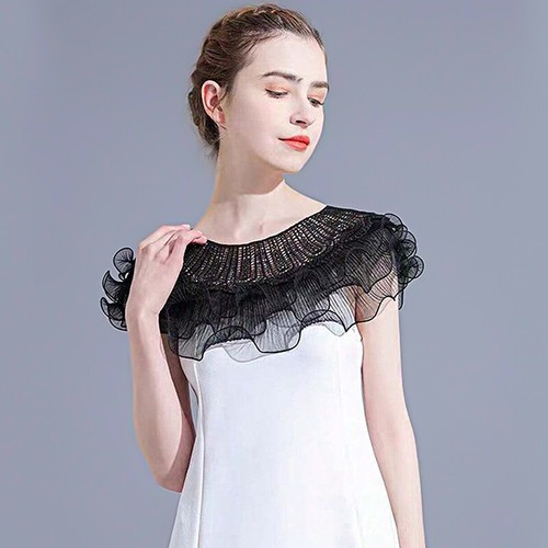 Women Layered Ruffles Lace Bolero Prom Wedding Dress Shawl Shrug Wrap Cover Up - Picture 8 of 19